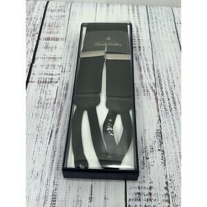 NEW Brooks Brothers Solid Black Fleece Suspenders Leather Silver Toned Adjuster‎